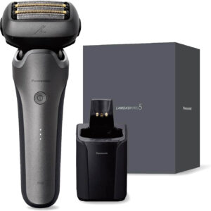 Máy cạo râu Panasonic ES-L571U-S Lamdash AI Pro 5 lưỡi, trạm sạc tự động, sạc cổng USB - màu titan